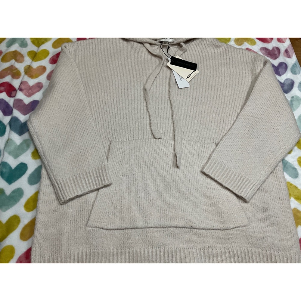 Industry Alpaca Blend Knit Hoodie Pullover Sweater Light Beige M‎ M
